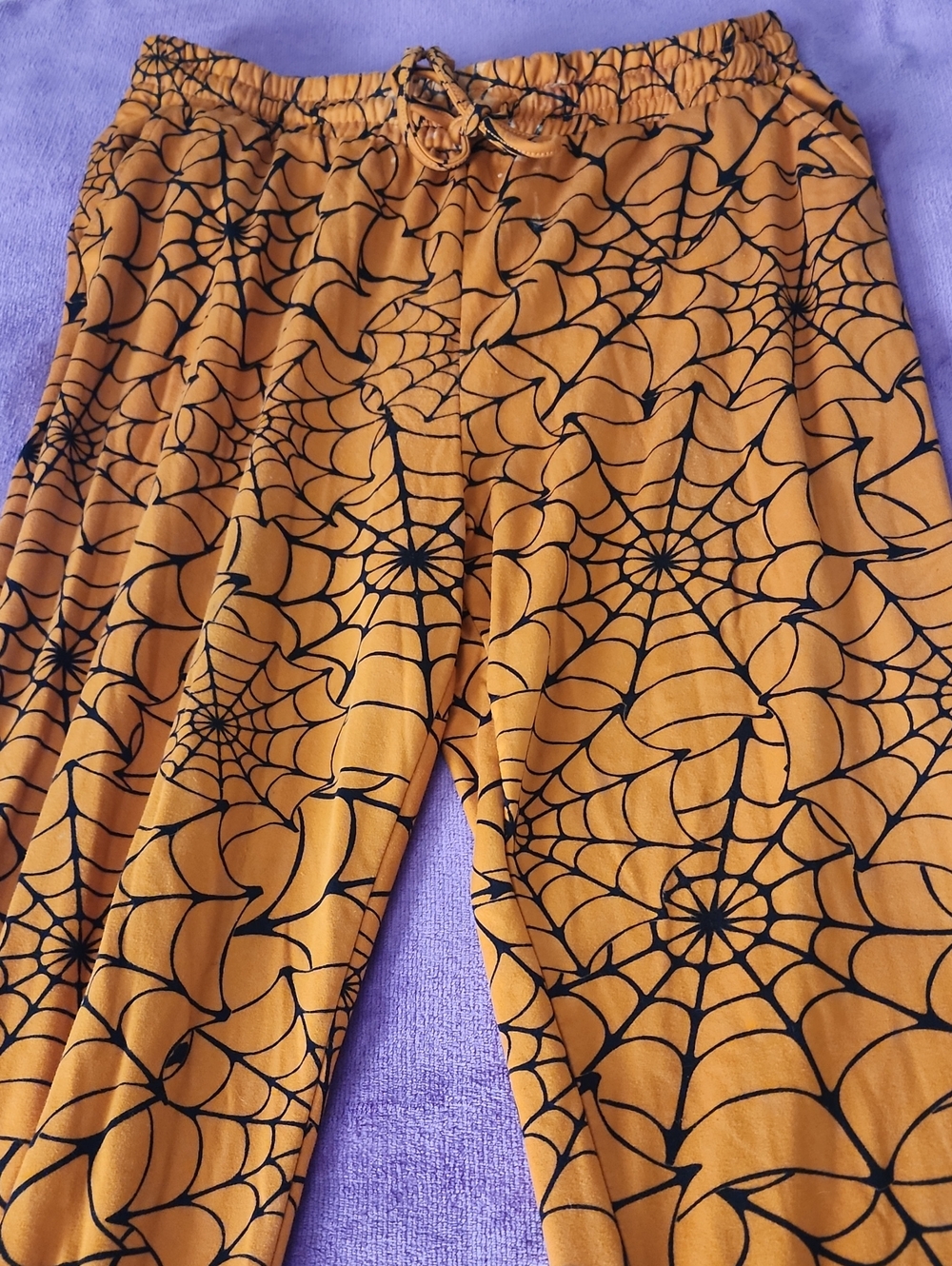 Spider Web Print Orange Costume Pants ☆ HALLOWEEN